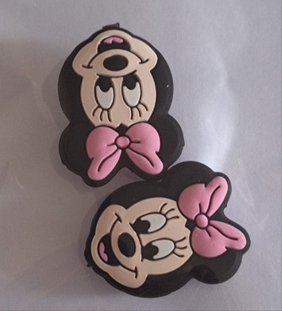 Pink bow mouse head 2d focal beads