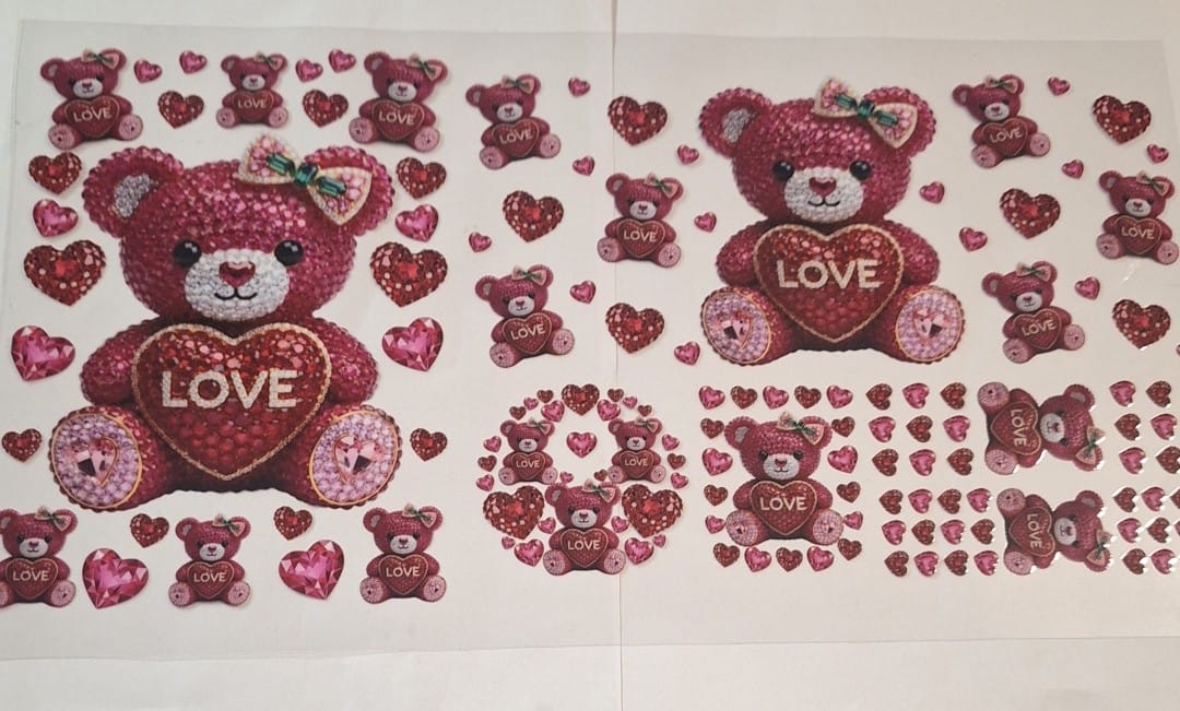 Love rhinestone bear 6 in 1 uvdtf set