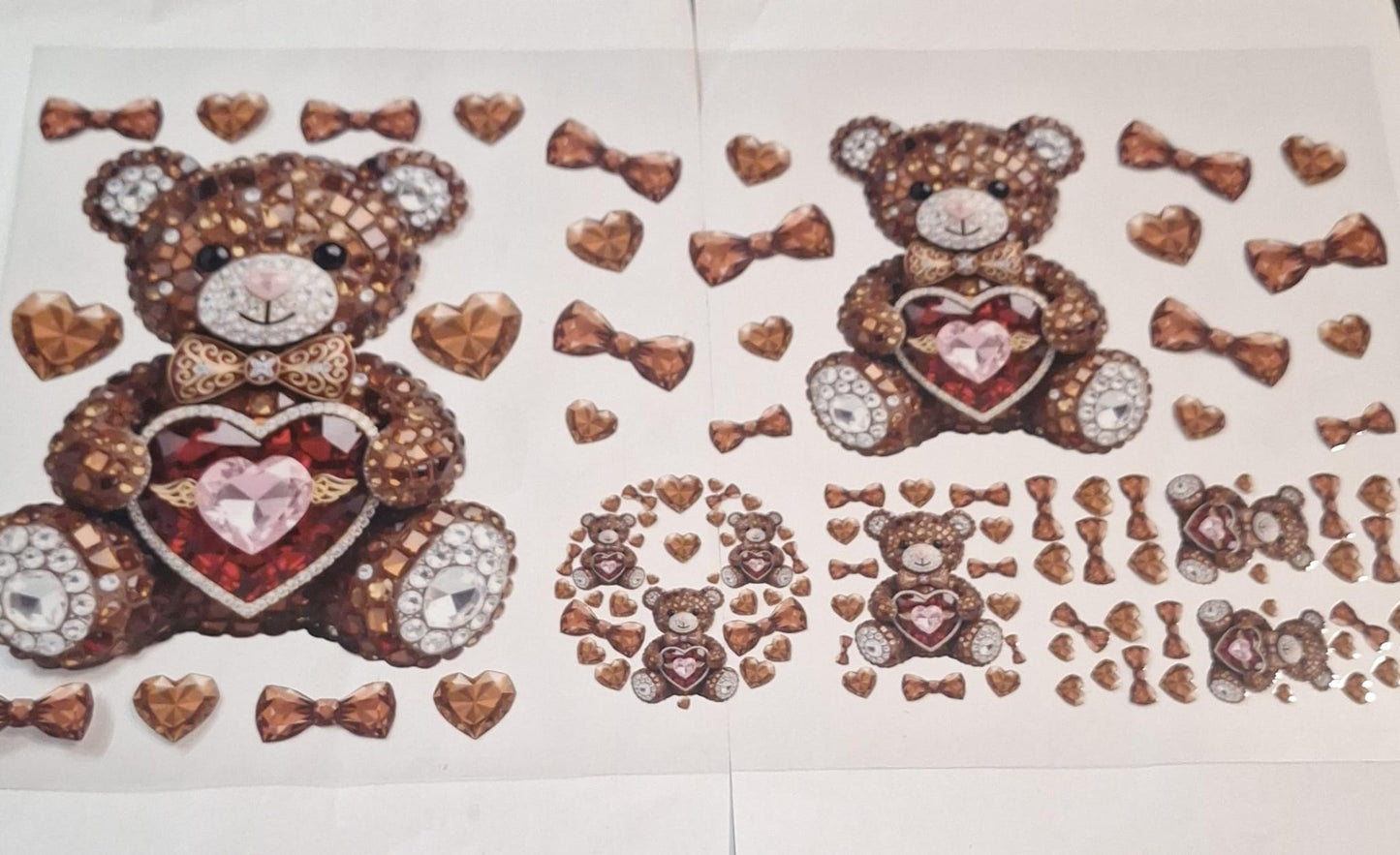 Brown rhinestone bear 6 in 1 uvdtf set