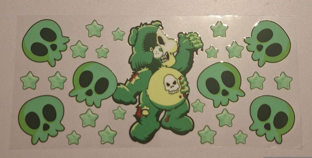 Green bear halloween 16oz Libbey Cup Wrap