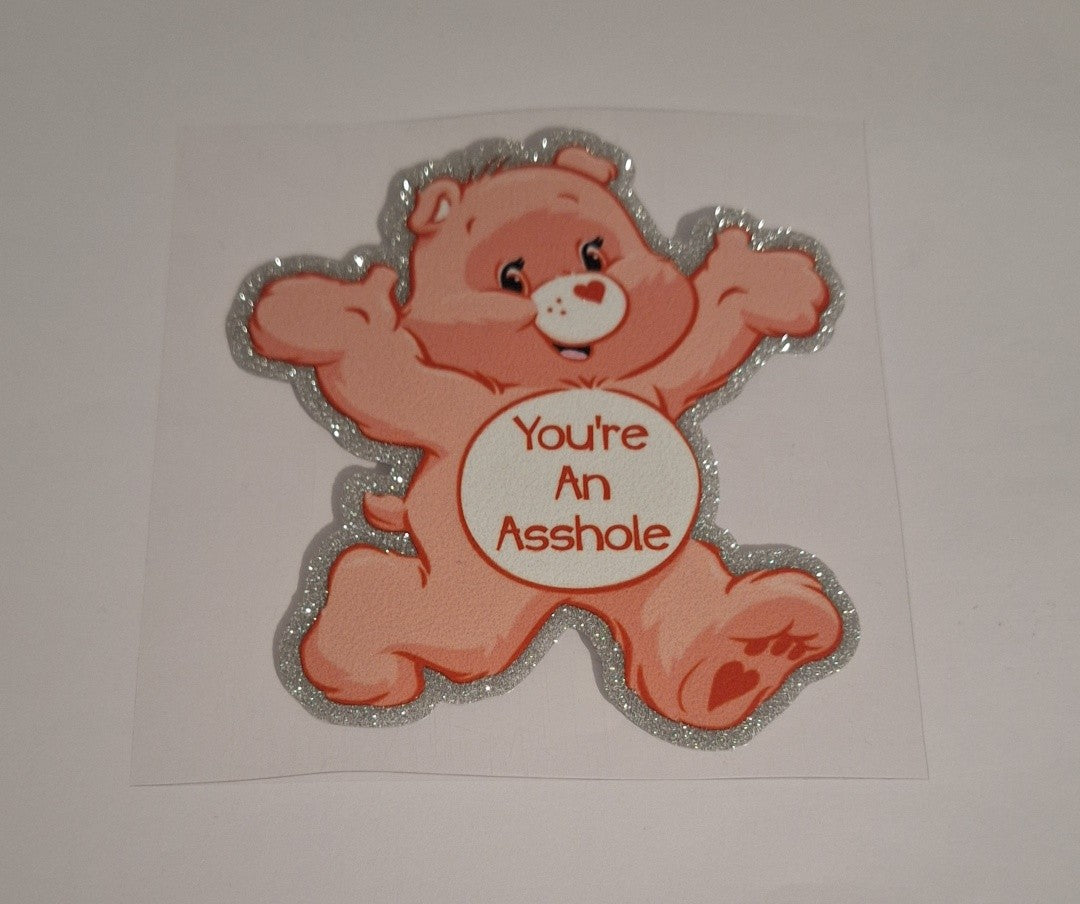 Swear bear pink Uvdtf Glitter Decals