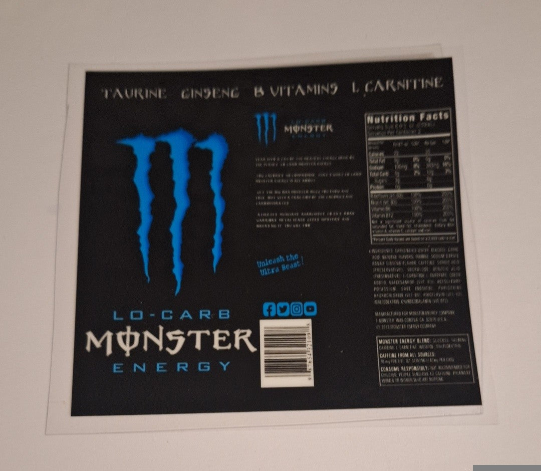 Monster energy blue Uvdtf pocket Size Decals