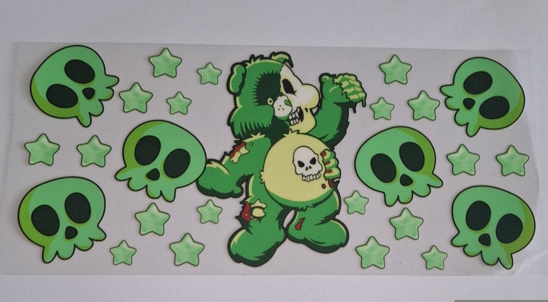 Green bear halloween 16oz libbey cup wrap