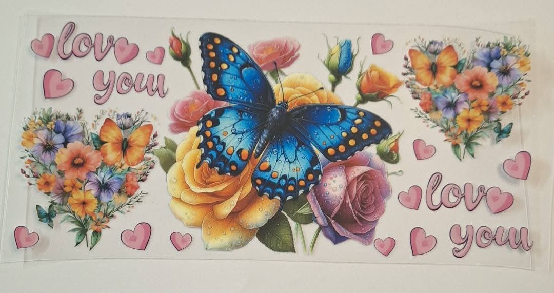 Love You butterfly 16oz Libbey Cup Wrap