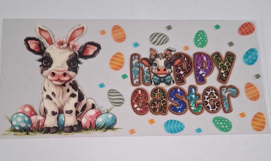 Happy easter cow 16oz libbey cup wrap