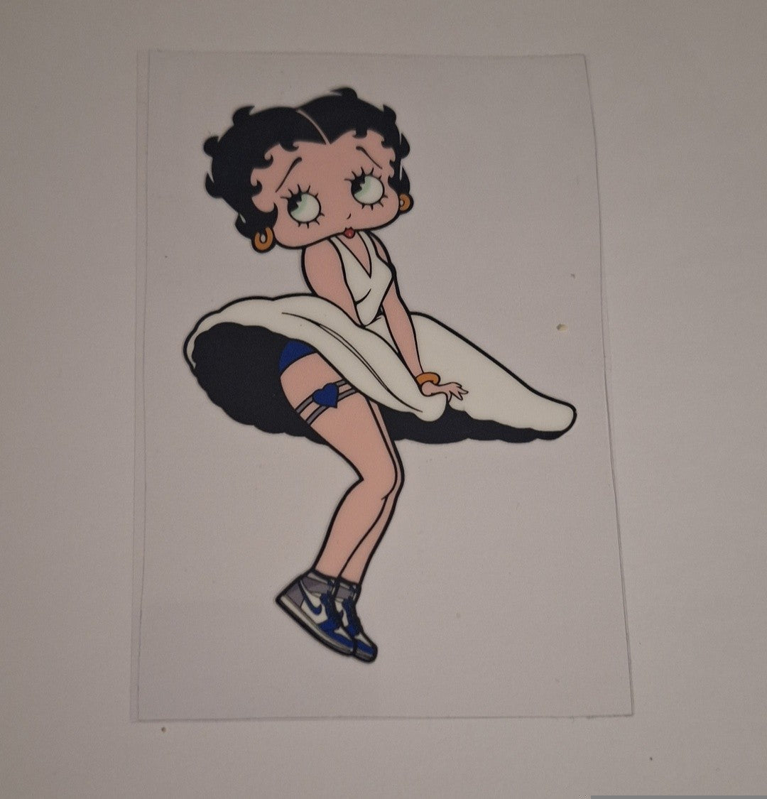 Betty boop white dress Uvdtf pocket Size Decals