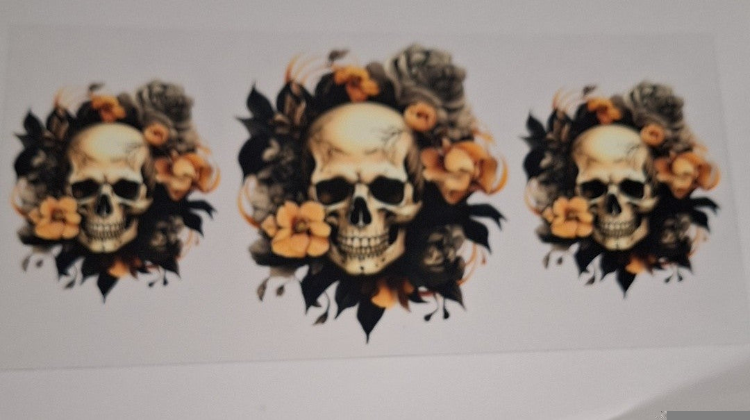 Skull yellow roses 16oz libbey cup wrap