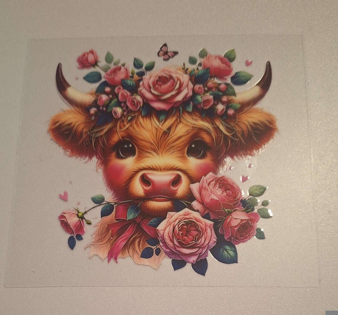 Roses cow Uvdtf decals