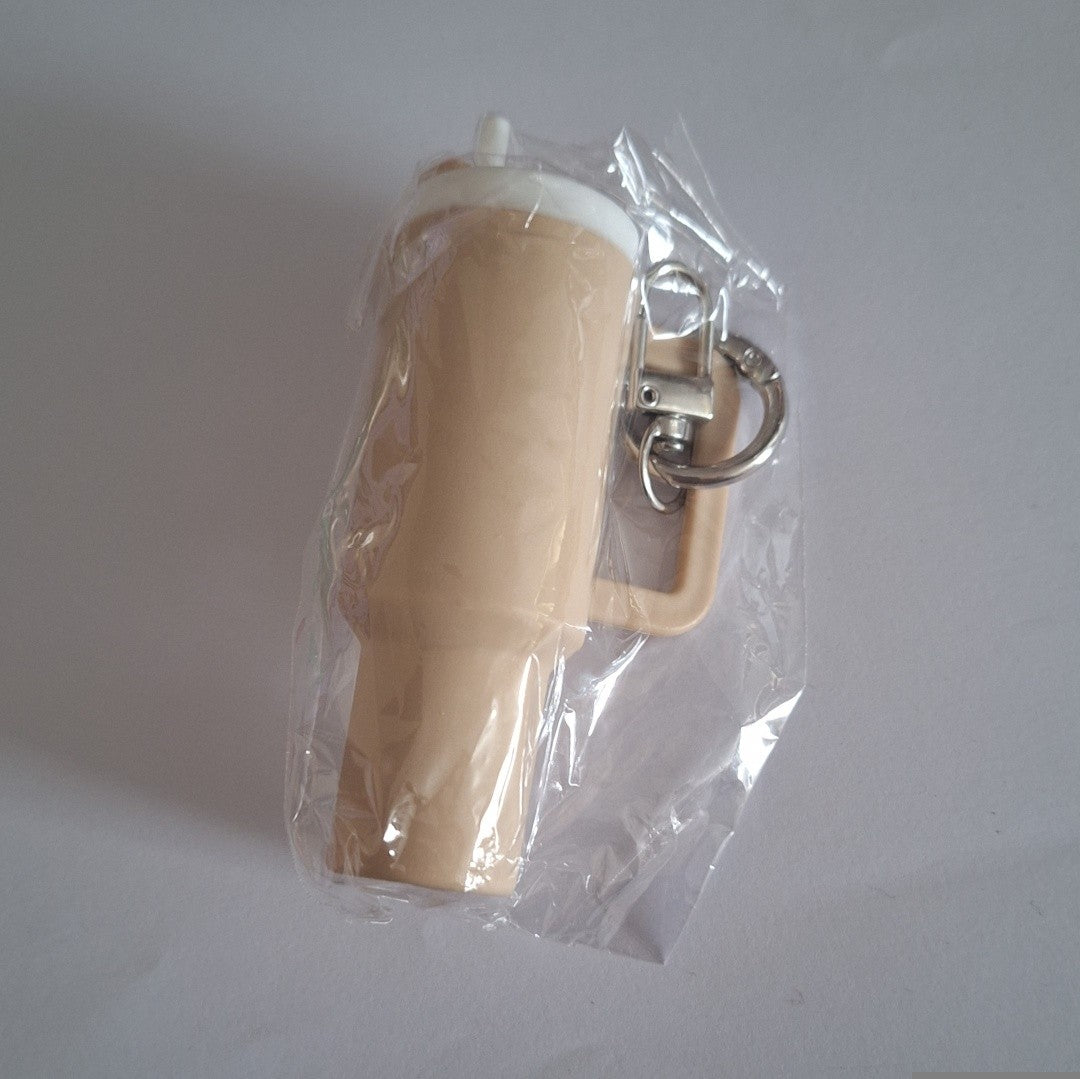 Beige mini stanley cup keychain