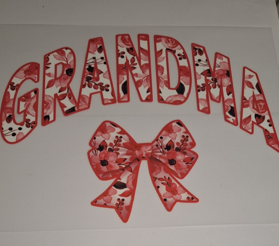 Grandma floral pink Large Heat Transfers