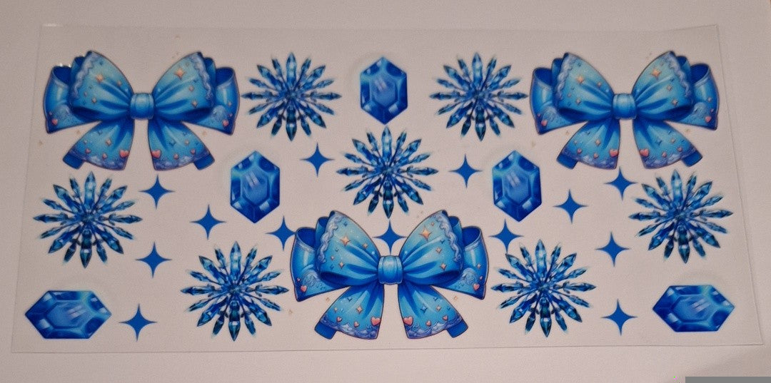 Blue bows christmas style 16oz libbey cup wrap