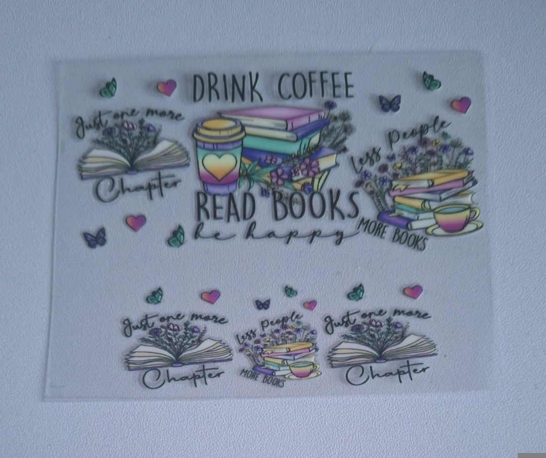 Drink coffee read books be happy Mini stanley cup keychain wrap