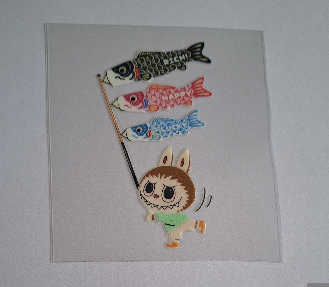 Rich happy lucky labubu Uvdtf pocket Size Decals