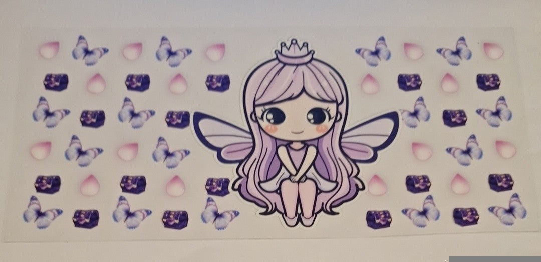 purple fairy & butterflies 16oz libbey cup wrap