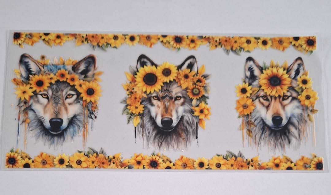 Sunflower wolves 16oz libbey cup wrap
