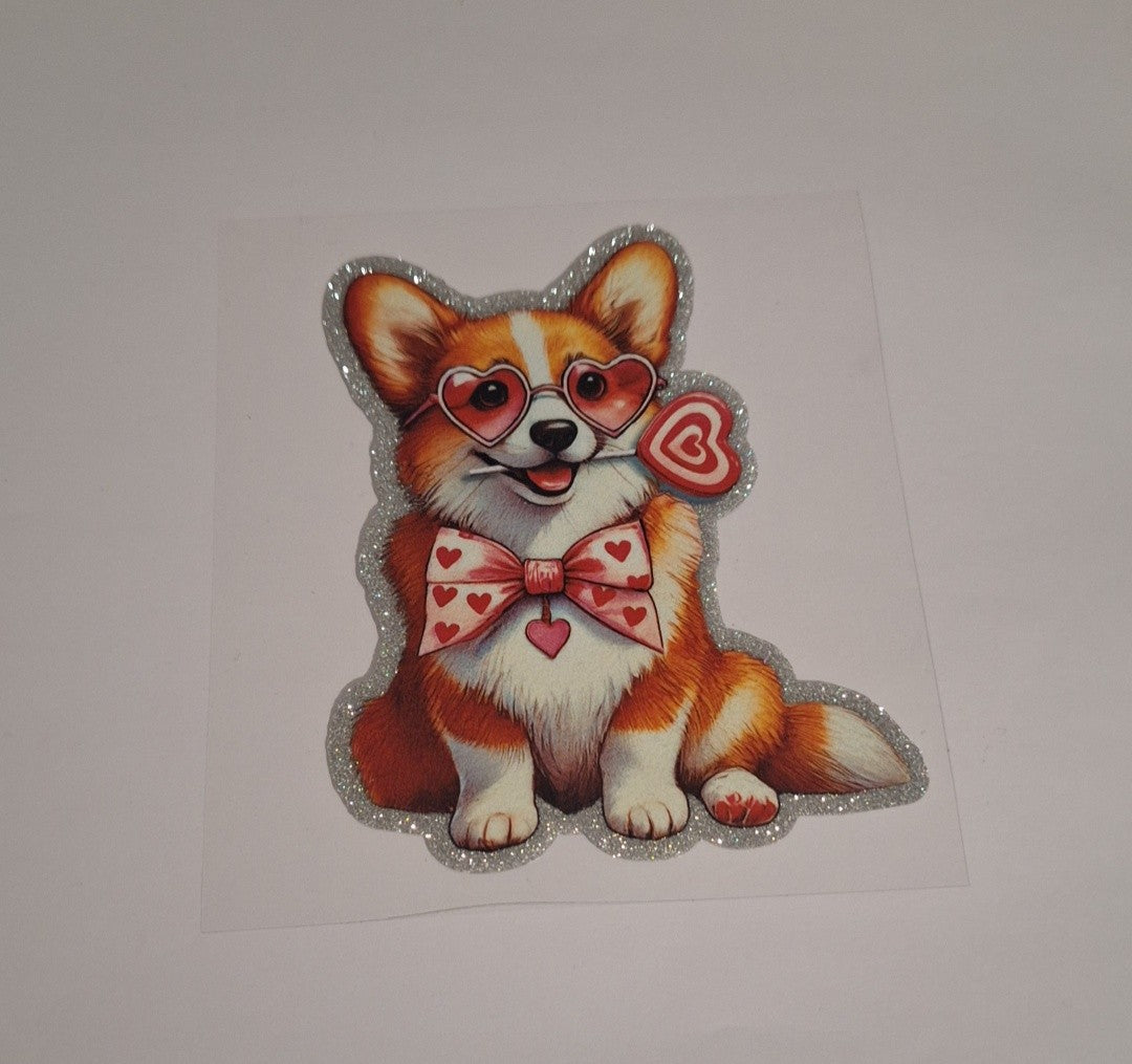 Dog with lollipop Uvdtf Glitter Decals