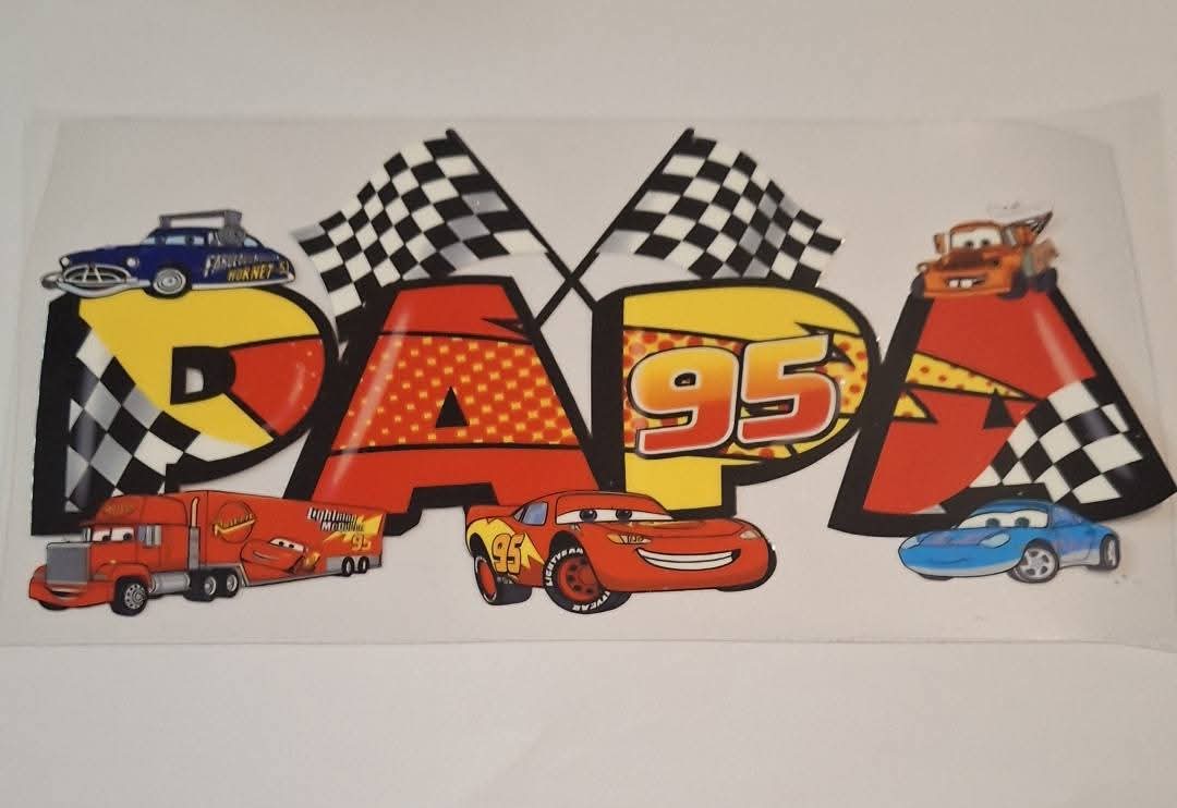 Papa cars/lightening mcqueen themed 16oz libbey cup wrap