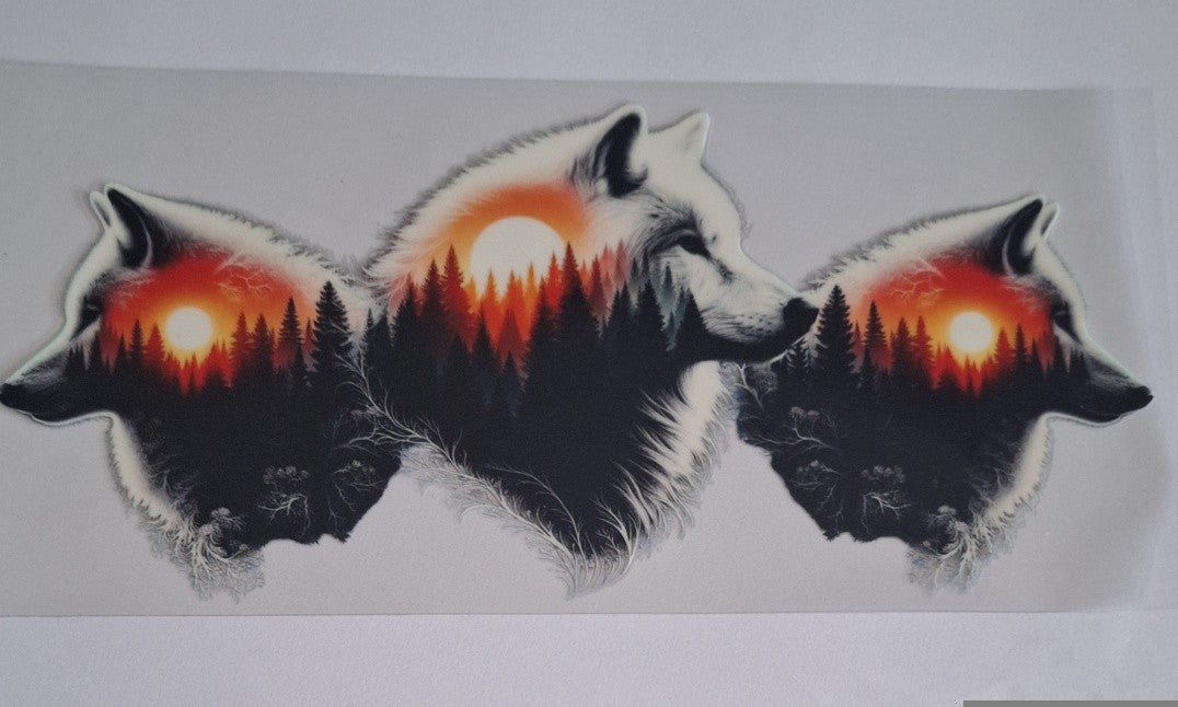 Wolf sunset 16oz libbey cup wrap