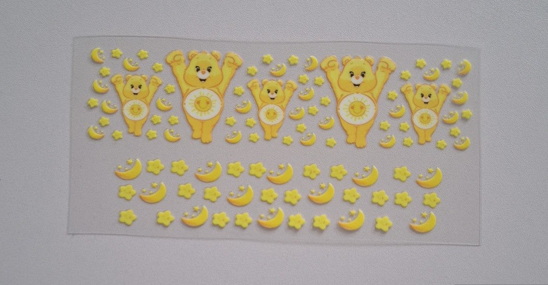 Care bears yellow 3oz shot cup wrap