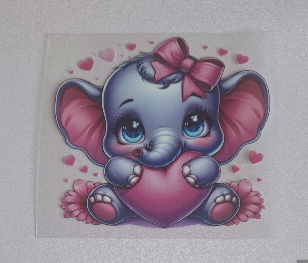 Cute elephant with heart Uvdtf decals