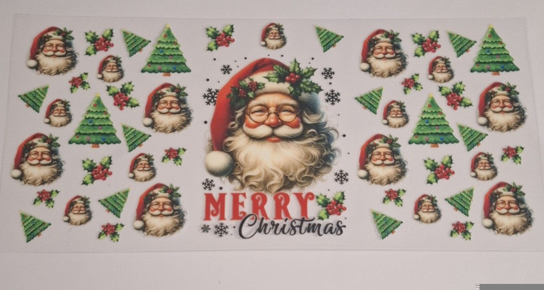 Merry christmas (vintage santa) 16oz libbey cup wrap