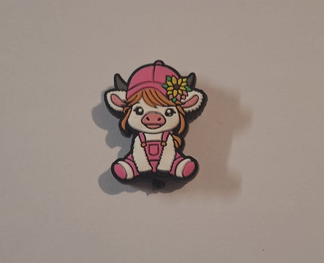 Cow Pink Dungarees Focal Bead