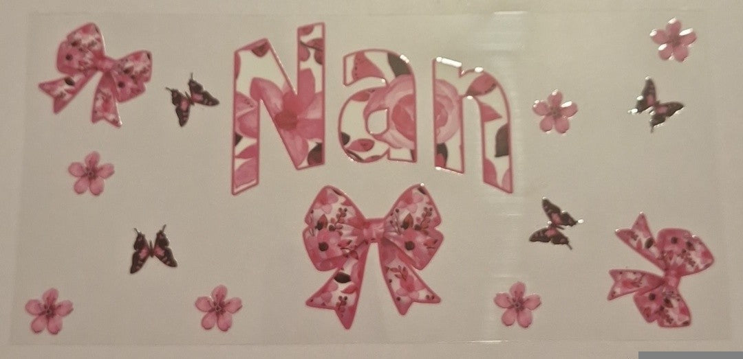Nan pink floral 16oz Libbey Cup Wrap