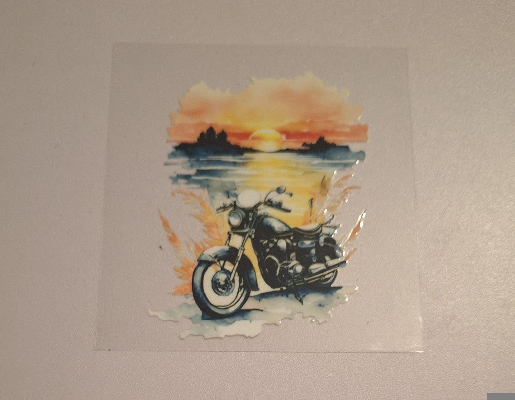 Motorbike sunset Uvdtf decals