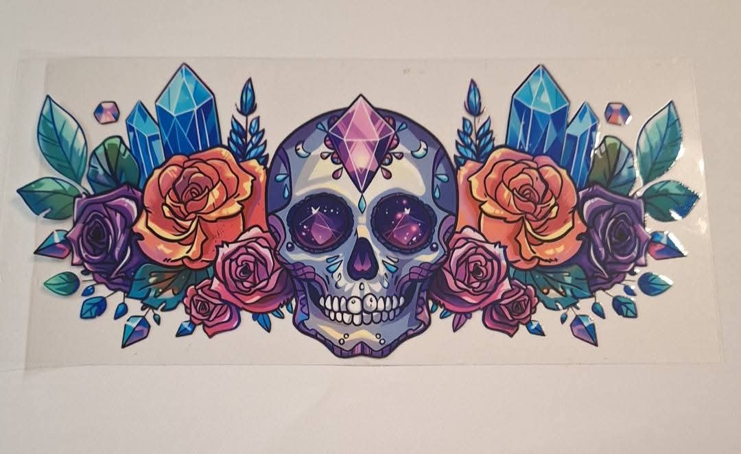 Skull crystals 16oz libbey cup wrap