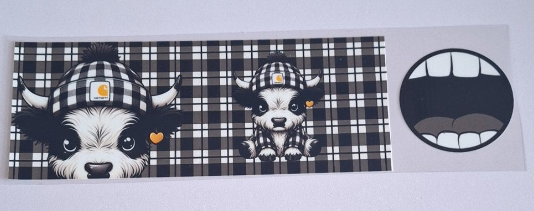 Black/white cow gingham 11oz Mug wrap & bottom