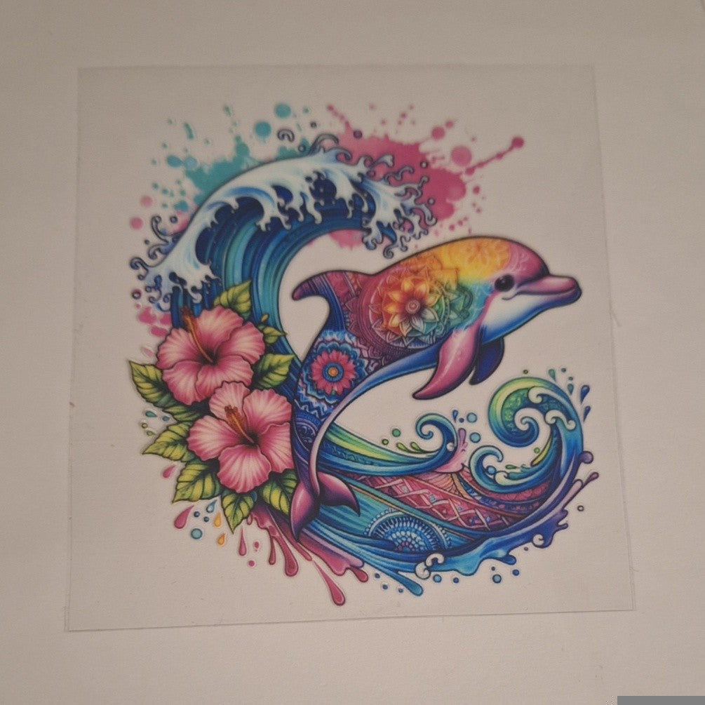 Dolphin waves Uvdtf pocket Size Decals