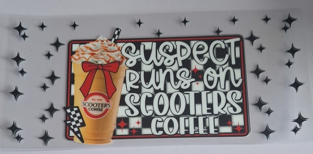 Suspect runs on scooters coffee 16oz libbey cup wrap