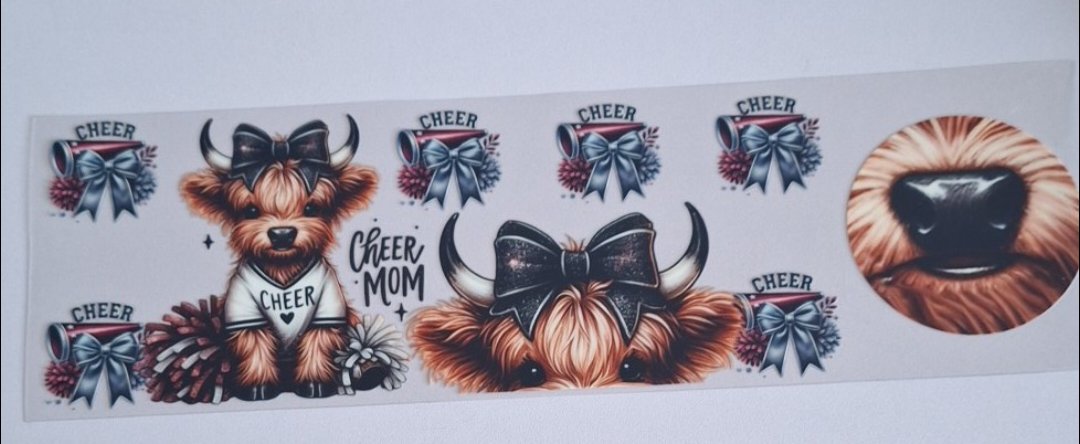 Cheer mom cute cow 11oz Mug wrap & bottom
