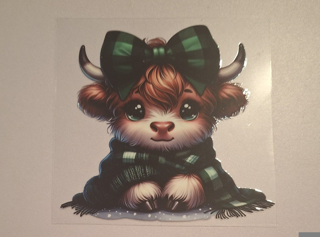 Cute cow tartan Uvdtf decals