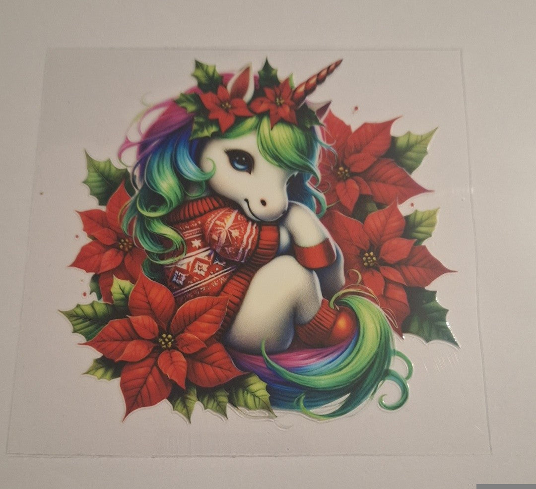 Christmas unicorn Uvdtf pocket Size Decals