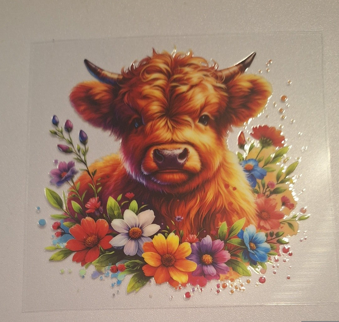 Floral cow Uvdtf decals