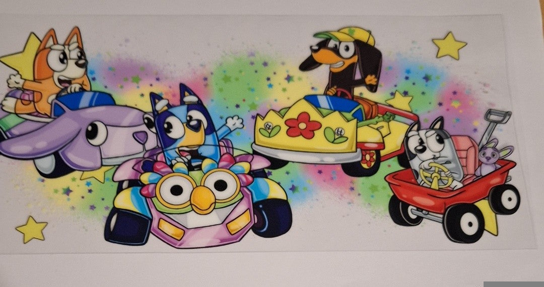 Bluey in cars 16oz libbey cup wrap