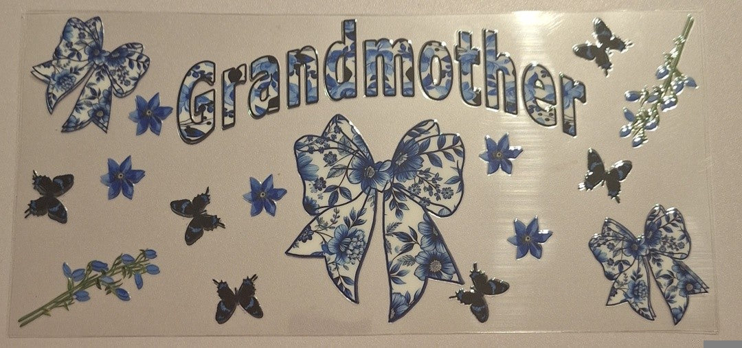 Grandmother blue floral 16oz Libbey Cup Wrap