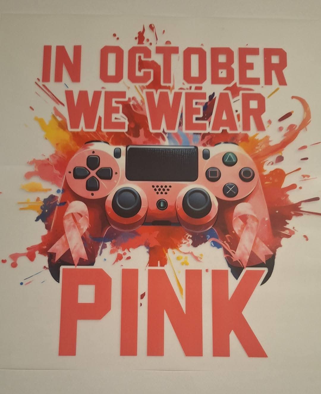 In October we wear pink dtf large Heat transfer