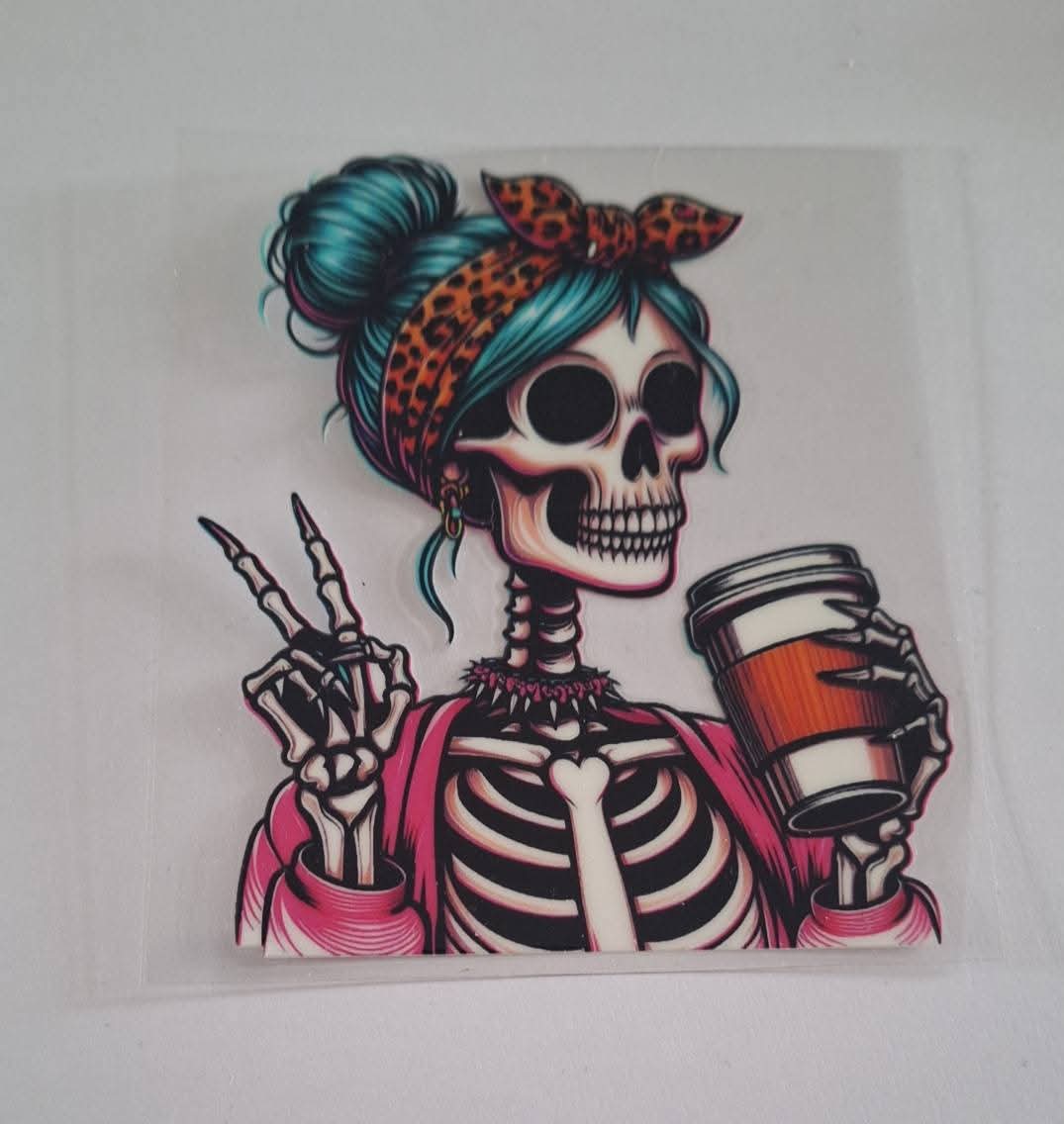 Coffee skeleton uvdtf decal