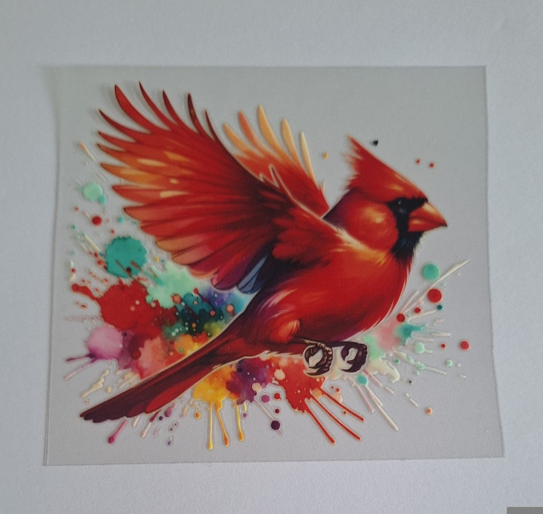 Red bird Uvdtf pocket Size Decals