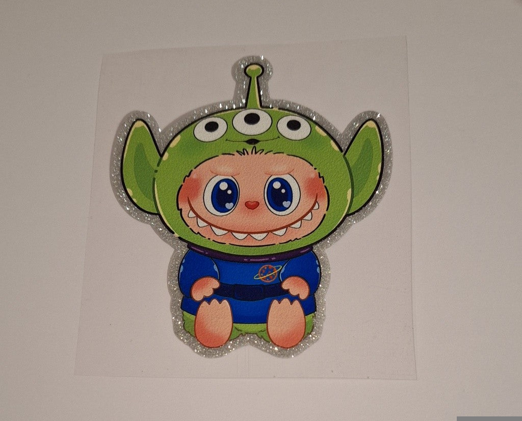 Labubu (alien) Glitter Uvdtf decals