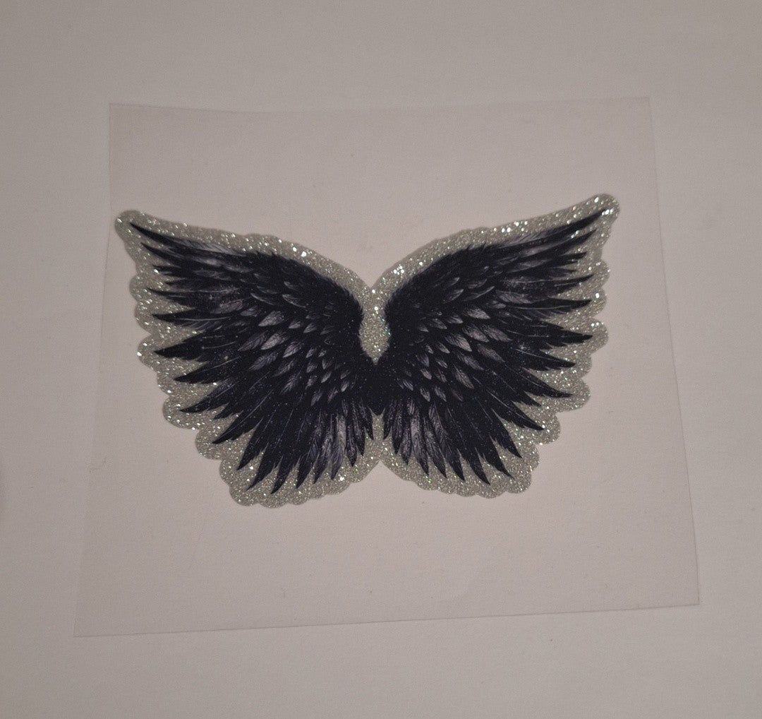 Black wings Uvdtf Glitter Decals