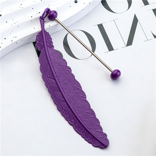 Dark purple feather beadable bookmark