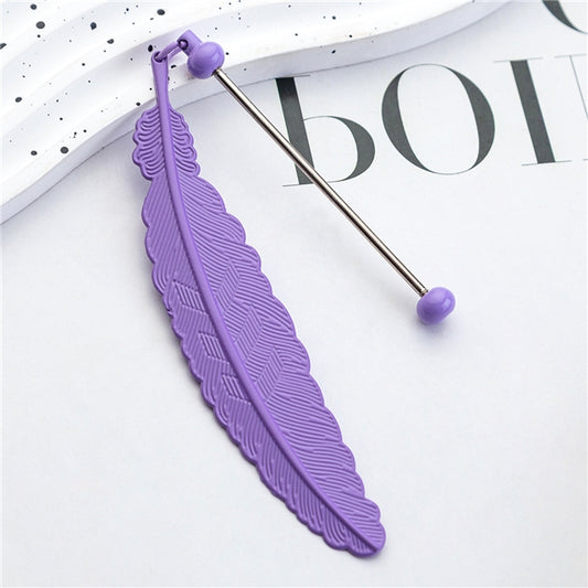 Purple feather beadable bookmark