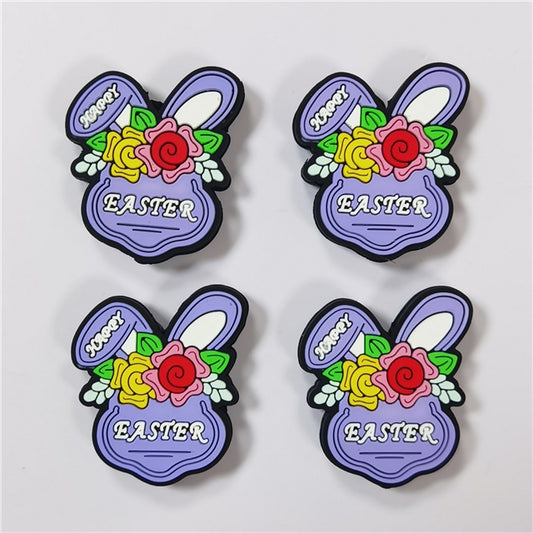 2D Easter Bunny Purple Focal Bead