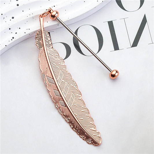 Rose Gold feather beadable bookmark