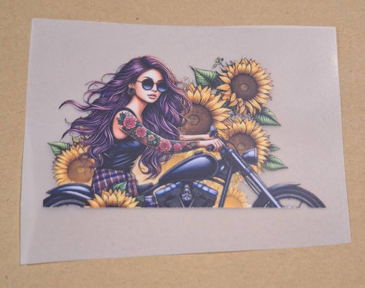 Motorbike Lady Iron On Heat Transfers