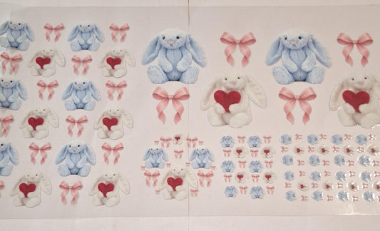 White & blue bunnies 6 in 1 uvdtf set