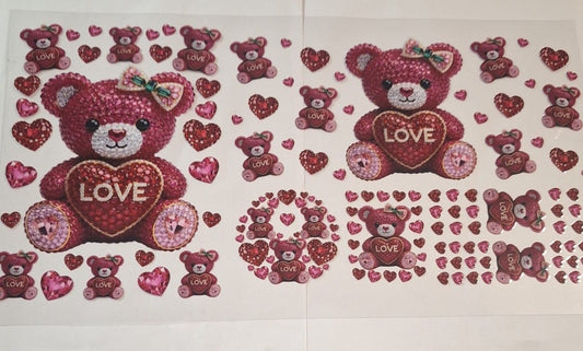 Love rhinestone bear 6 in 1 uvdtf set